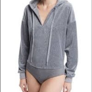 Kendall and Kylie Body Suit Hoodie in GREY